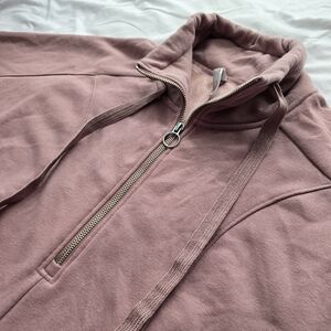 Athleta Pink Half Zip Sweatshirt Tunic Pullover Front Pouch Medium